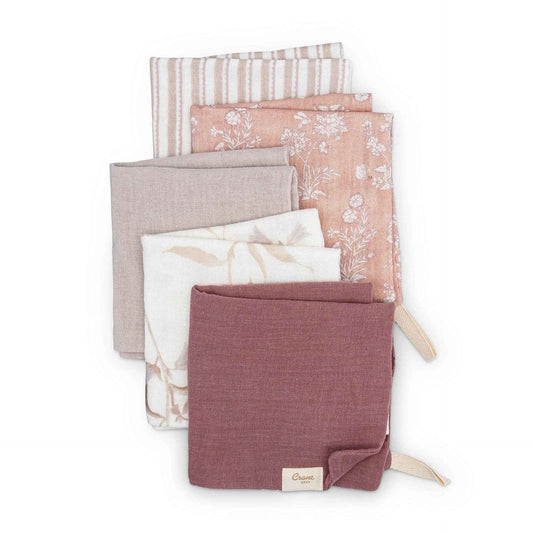 Crane Baby - Violet 5-Piece Cotton Baby Washcloth Set