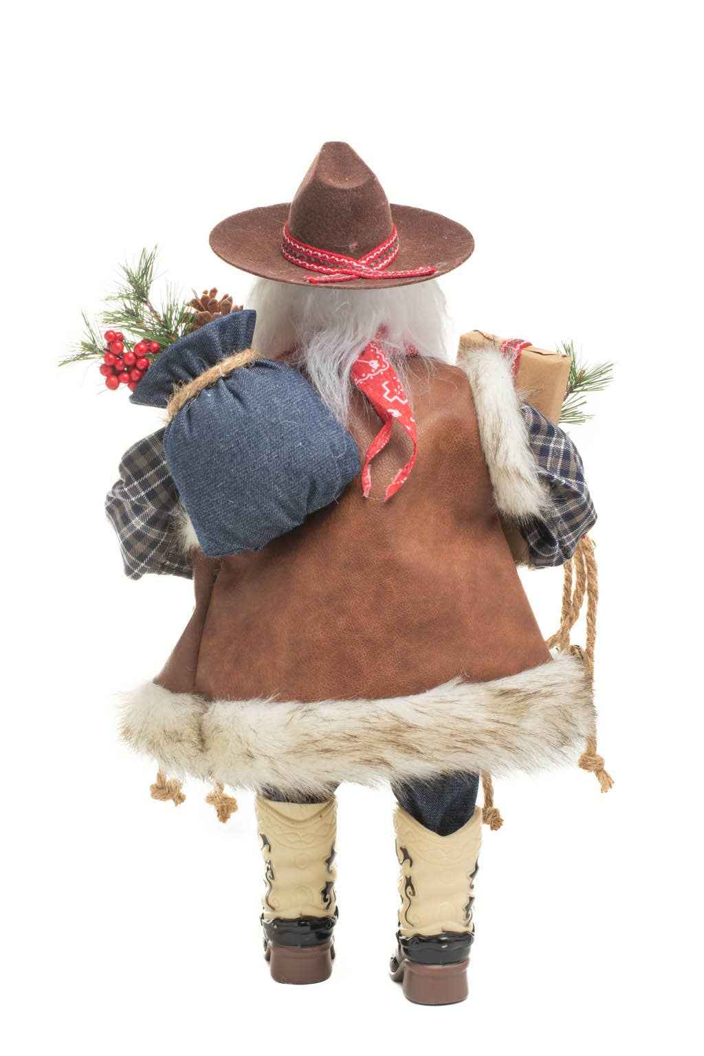 Brown/Blue Wild West Santa Figurine