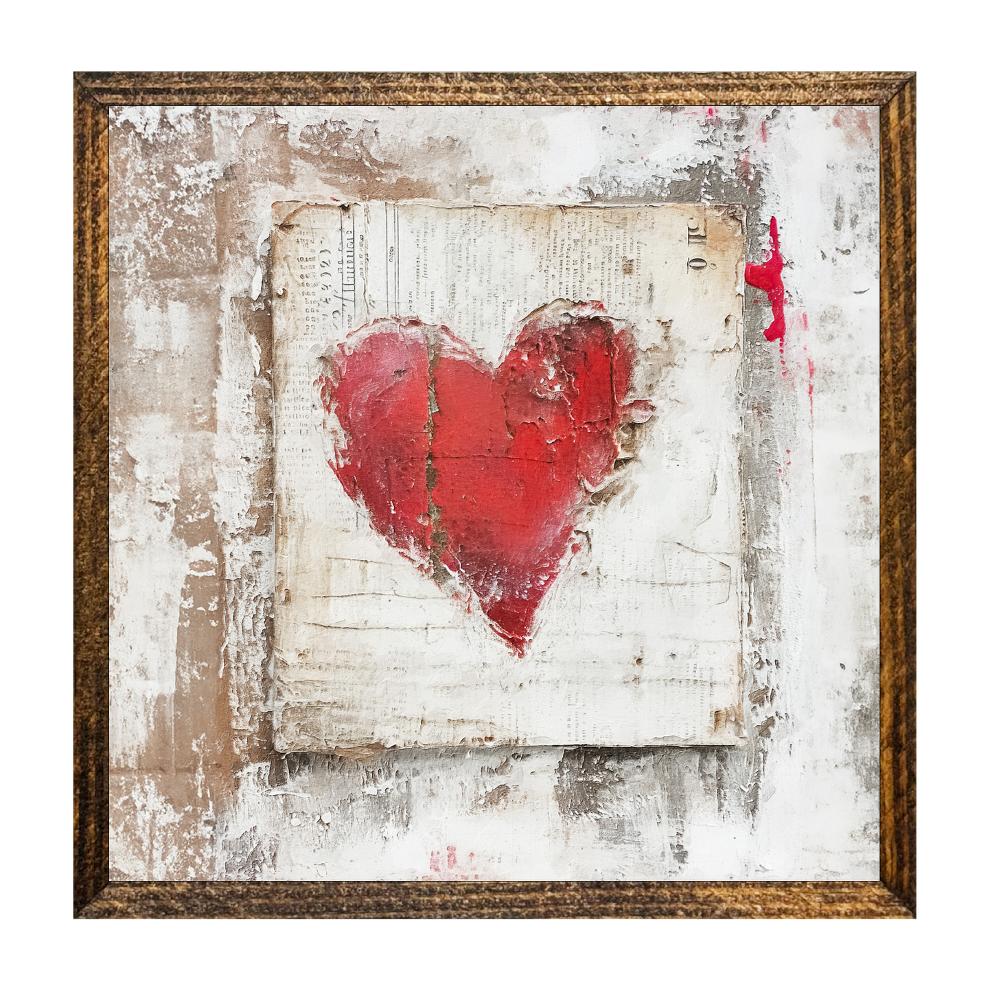 Jarmz Designs - 7"x7" WOOD FRAMED CANVAS SHELF SITTER-RED HEART 1