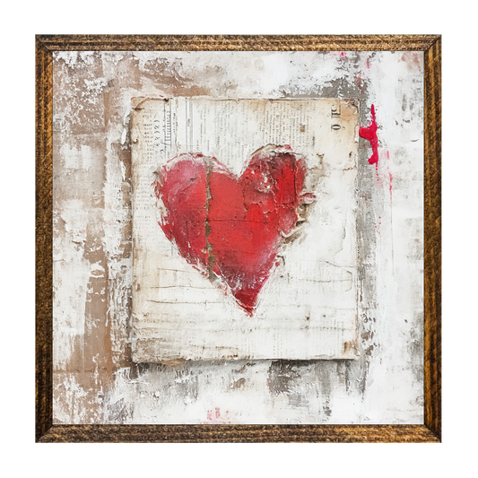 Jarmz Designs - 7"x7" WOOD FRAMED CANVAS SHELF SITTER-RED HEART 1