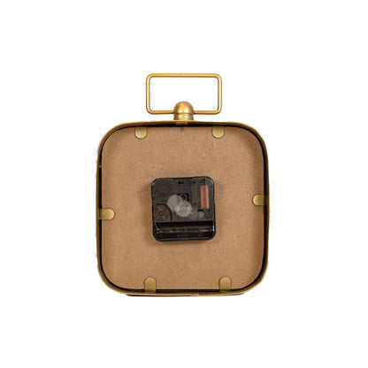 Rounded Brass Tabletop Clock With Handle And Glass