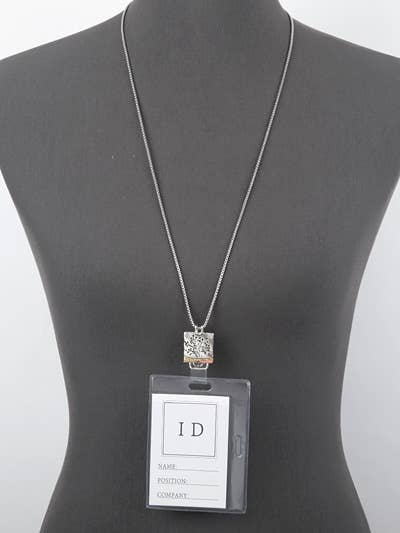 Tree of Life Tri-Tone Square ID Holder & Necklace