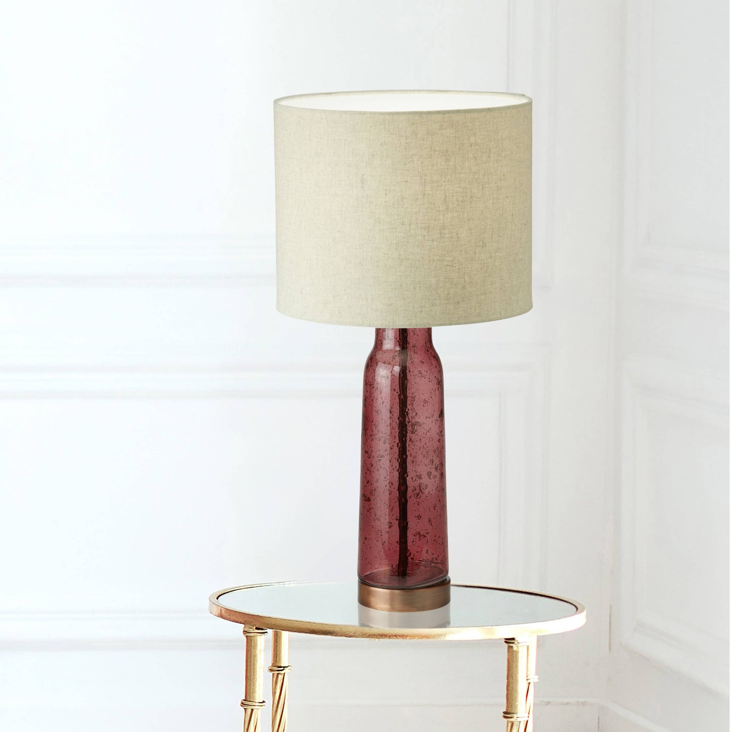 22"H 1-Light Raine Amber/Blue/Red Glass and Metal Table Lamp