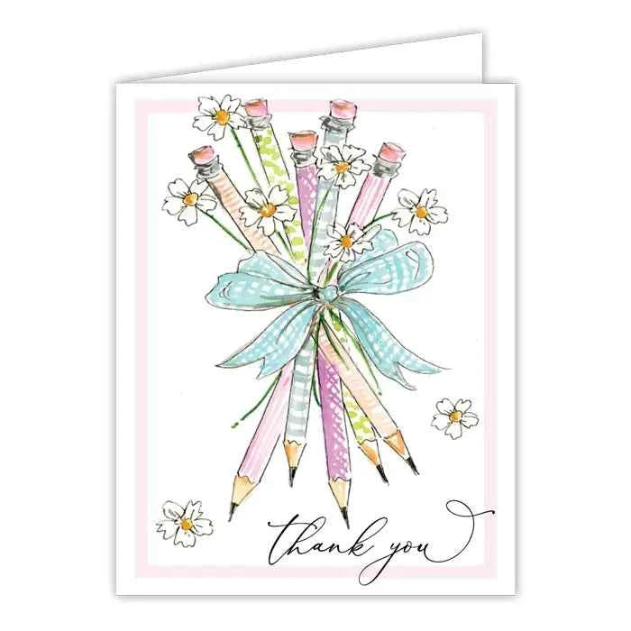 Thank You Hand painted Pencil Bouquet Greeting Card