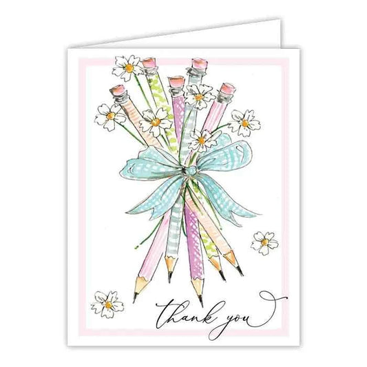 Thank You Hand painted Pencil Bouquet Greeting Card