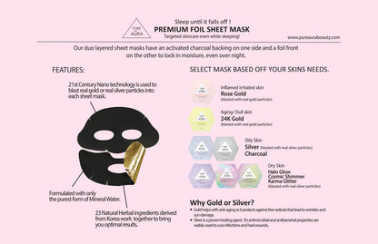 MASCARILLA FACIAL DE LÁMINA METÁLICA DE ORO DE 24 K DE LUJO