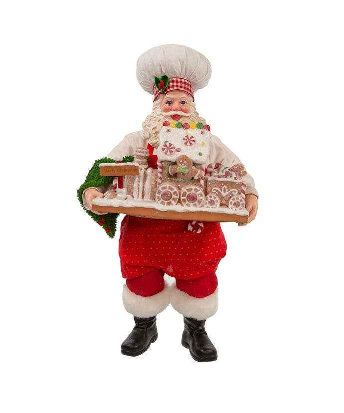 11"Fabrche Chef Santa+Gingrbd Train