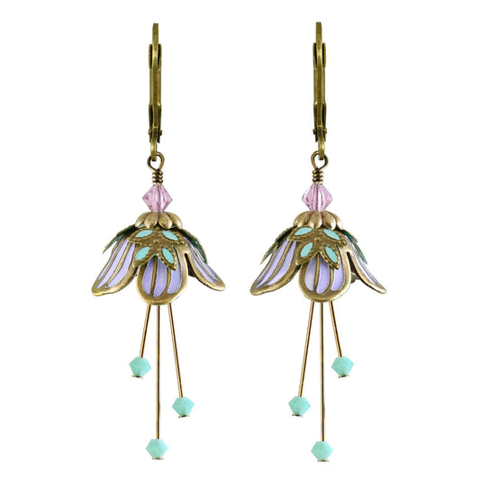 Flower Fairy Earring, Gold/Lavender/Mint