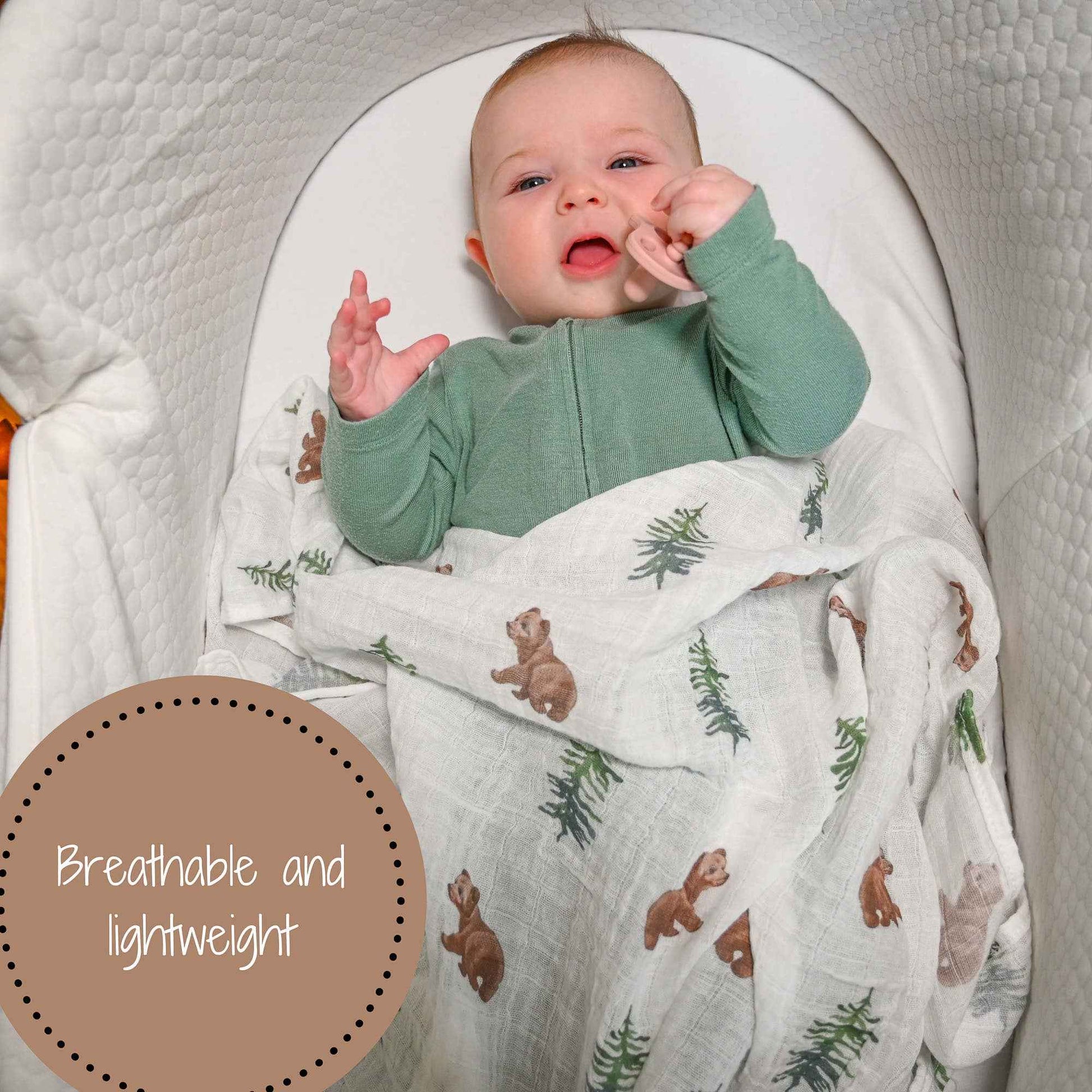 LollyBanks - Bear Cub Baby Muslin Swaddle Blanket