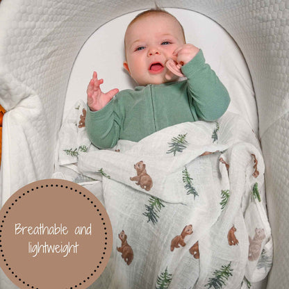 LollyBanks - Bear Cub Baby Muslin Swaddle Blanket