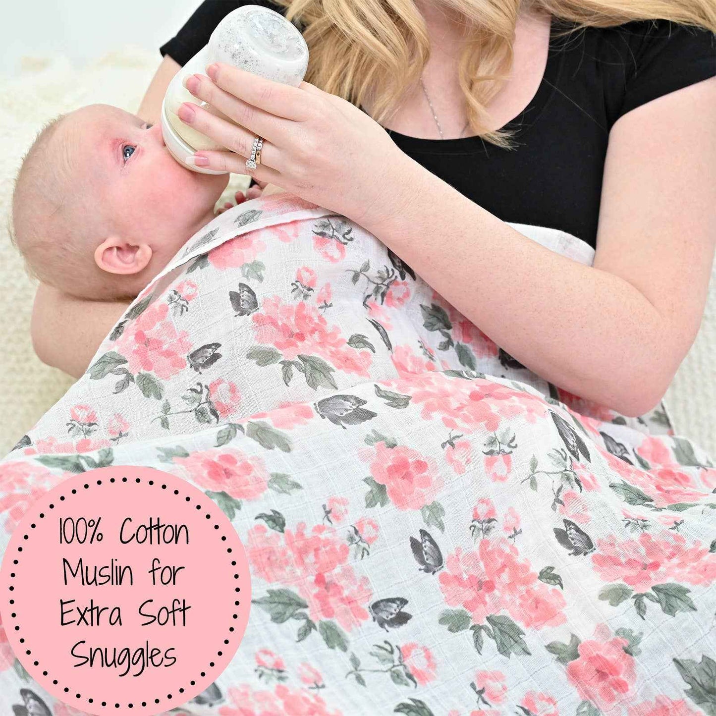 LollyBanks - Pretty in Peony Baby Muslin Swaddle Blanket