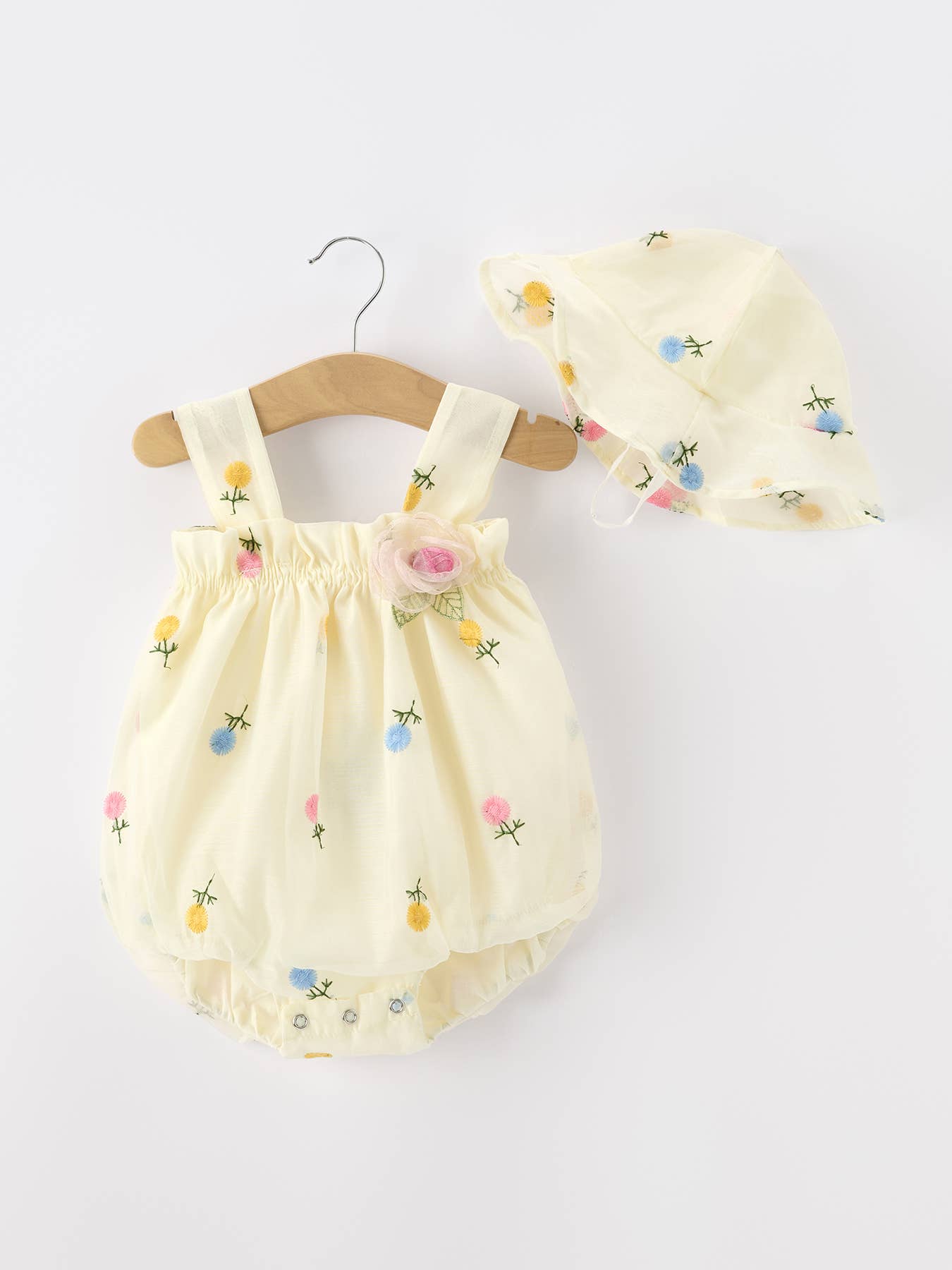 Storybook Floral Baby Girl Romper With Hat