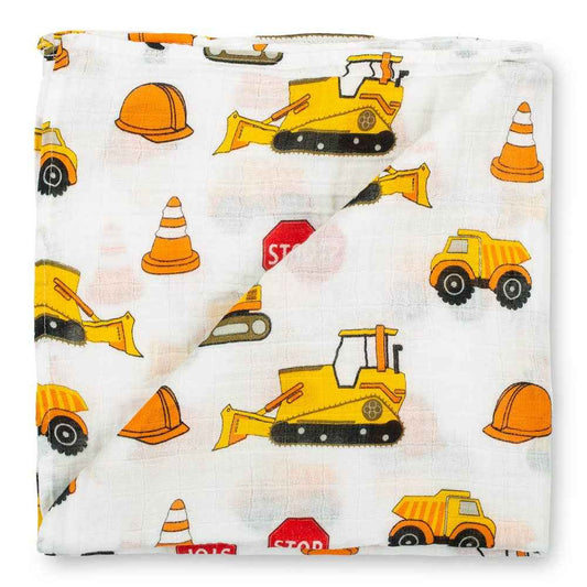 LollyBanks - Under Construction Baby Muslin Swaddle Blanket