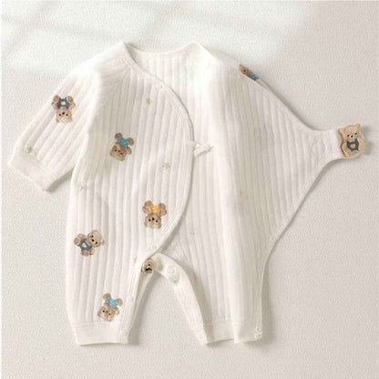 Baby Bear Kimono Romper: Beige / 3-6M