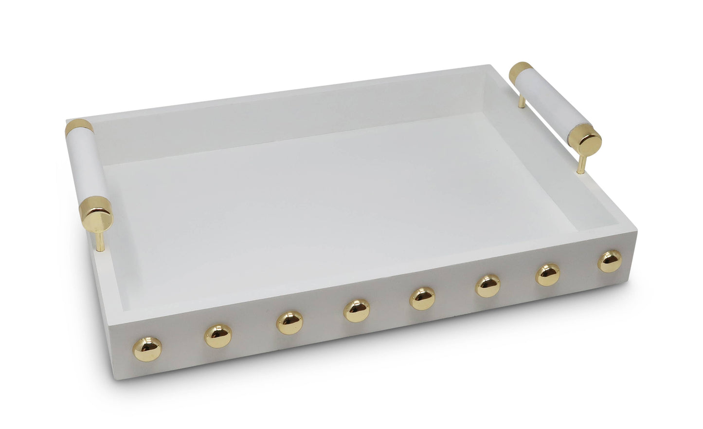 Decorative Tray with Gold Ball Deign and Handle
