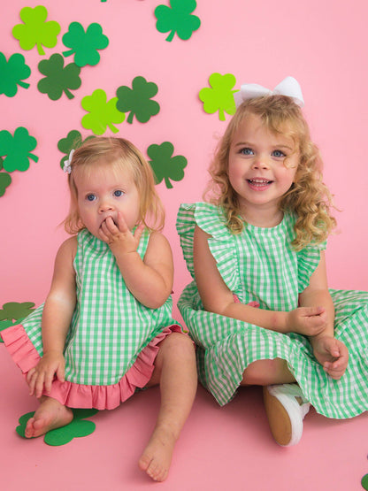 Classic Spring Green Gingham Ruffle Swing Top & Bloomer