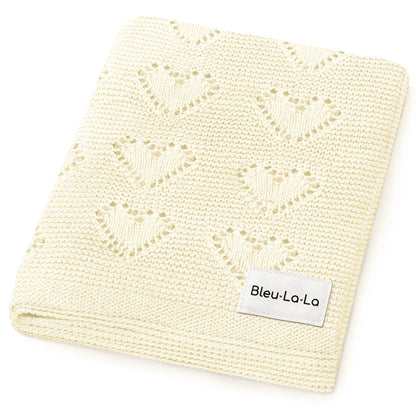 Receiving Swaddle Baby Blanket - Heart: Cream