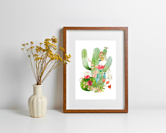 Botanical Saguaro Watercolor Art Print