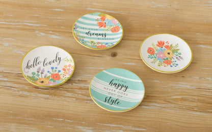 Garden Party Trinket Plates with Gold Rim-sold separately