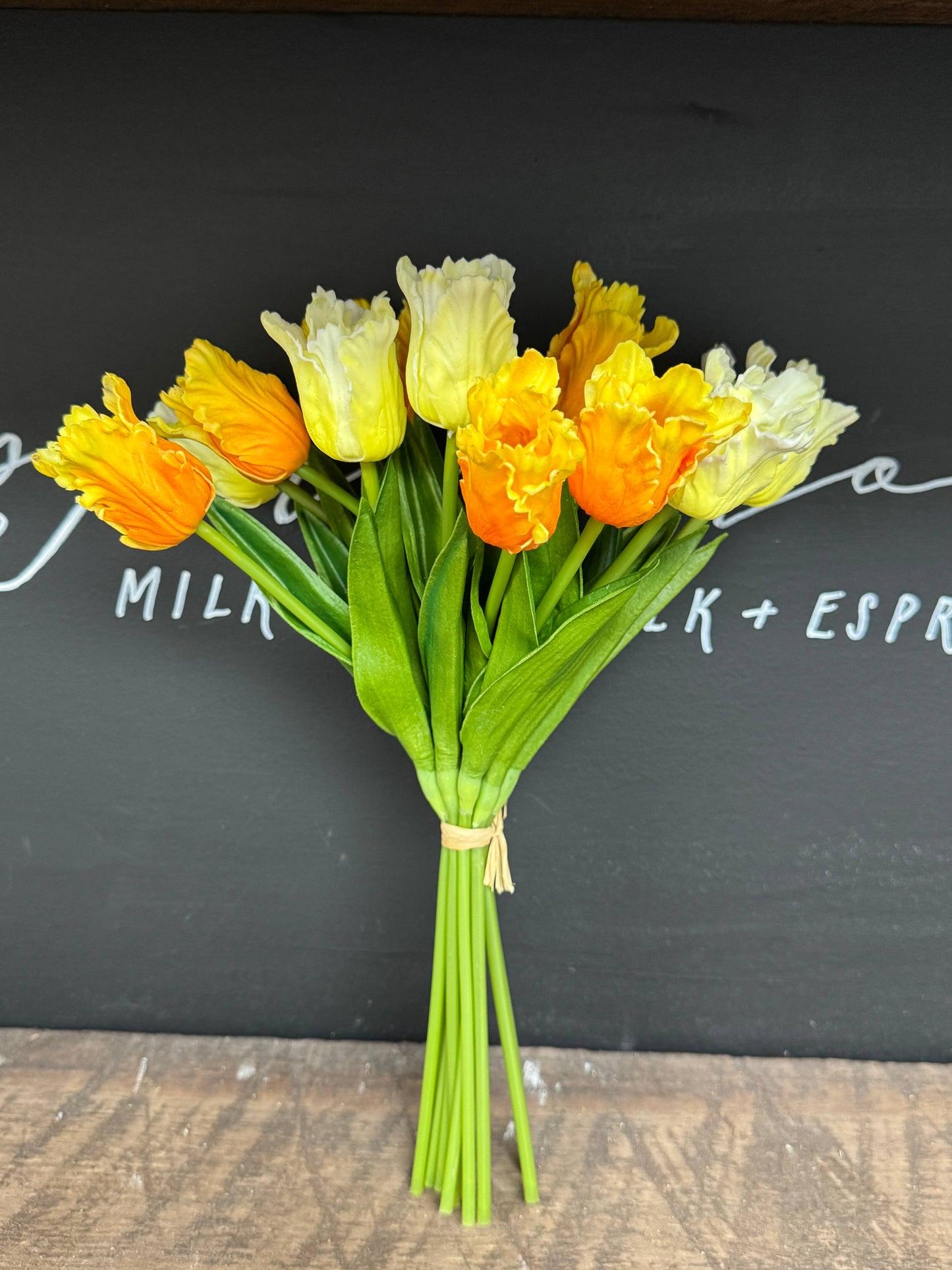 14"-Pack of 12 stems-Soft Real Touch PU Parrot Mini Tulip