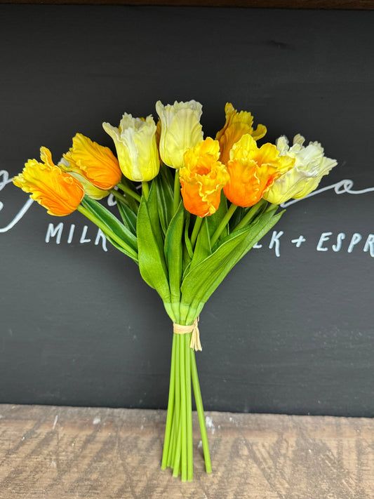 14"-Pack of 12 stems-Soft Real Touch PU Parrot Mini Tulip
