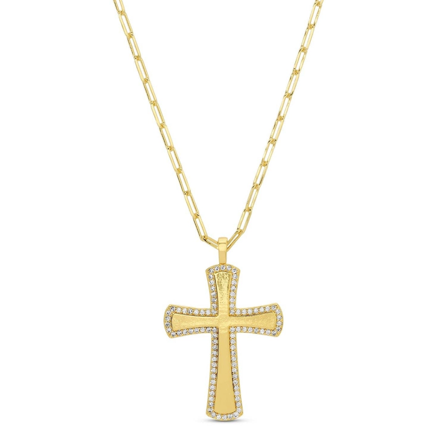 Espléndido Iris - Cruz grande con pavé de brillantes sobre cadena de clip para papel