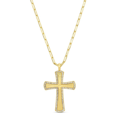 Espléndido Iris - Cruz grande con pavé de brillantes sobre cadena de clip para papel