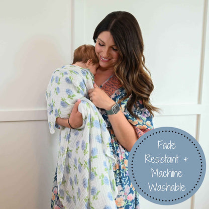 LollyBanks - You Had Me At Hydrangea Baby Muslin Swaddle Blanket
