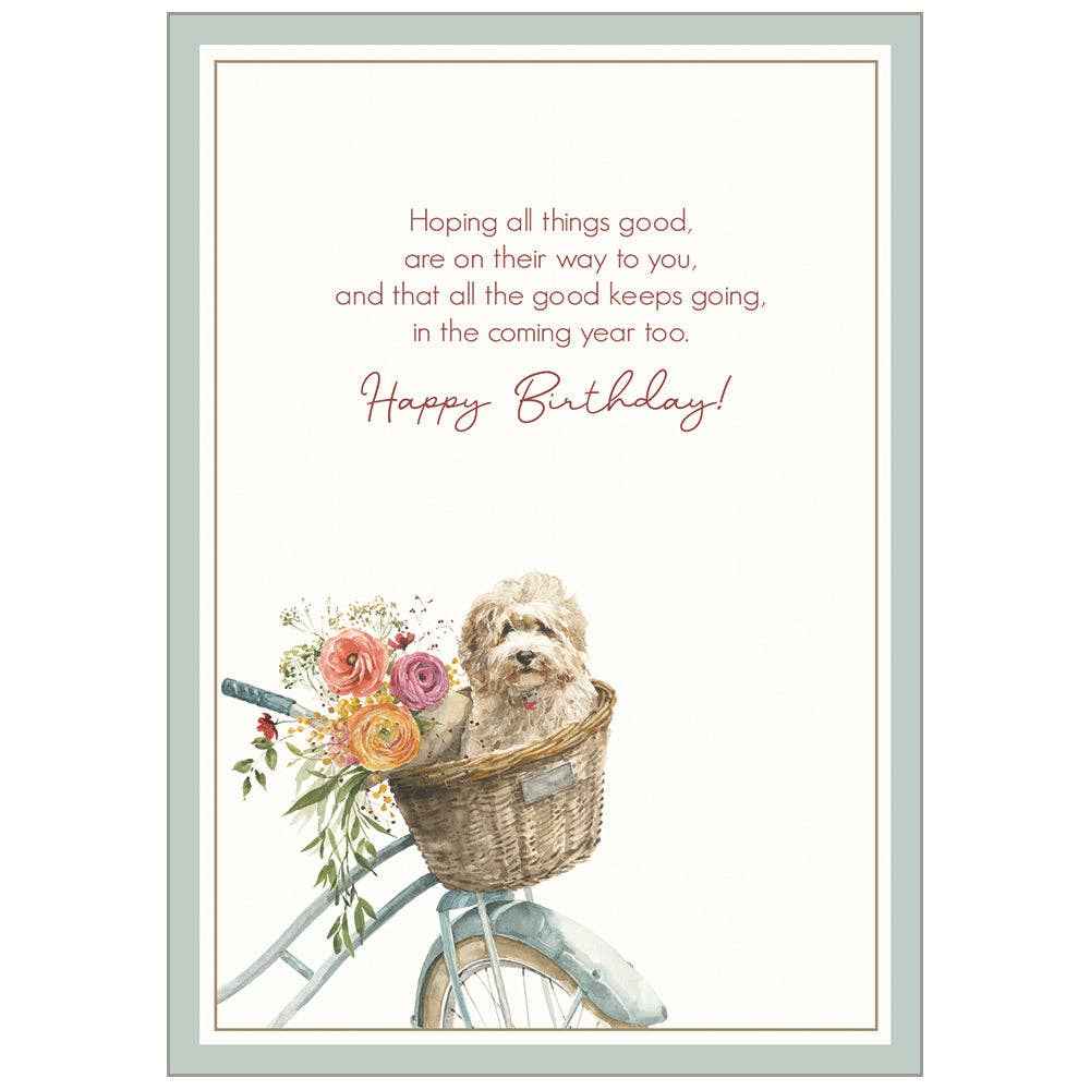 Legacy - Puppy In Bike Basket - Faith Birthday Card