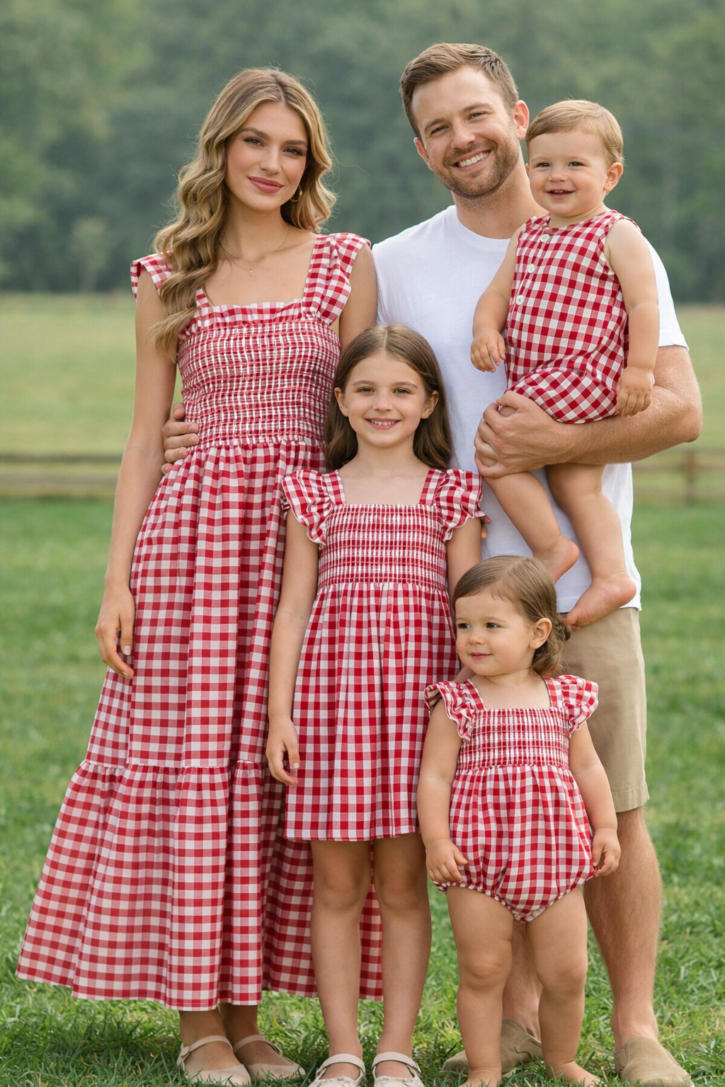 Summer Plaid Smocked Ruffle Girl Dress