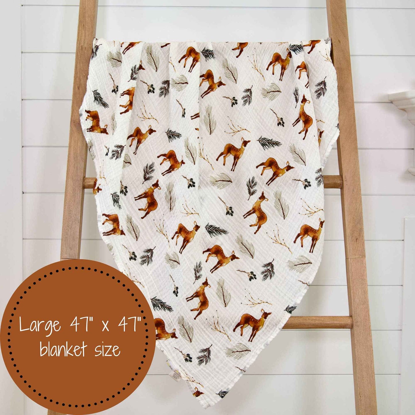 LollyBanks - Oh Deer Baby Muslin Swaddle Blanket