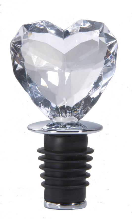 Clear Love of Wine Heart Bottle Stopper