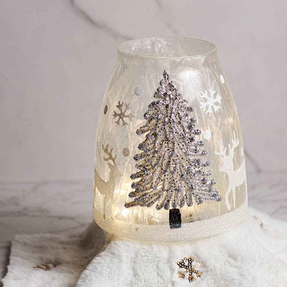 Silver Tree LED Glass Jar – Christmas Holiday Home Decor