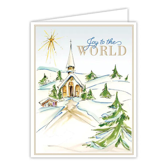 Joy To the World Church in the Snow Greeting Card