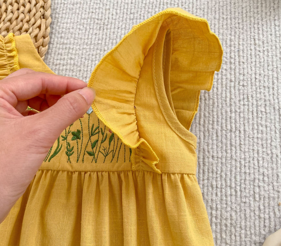Baby cotton floral embroidery bodysuit romper