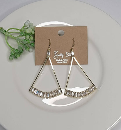 Cz Dangle Earrings - Brass Hook