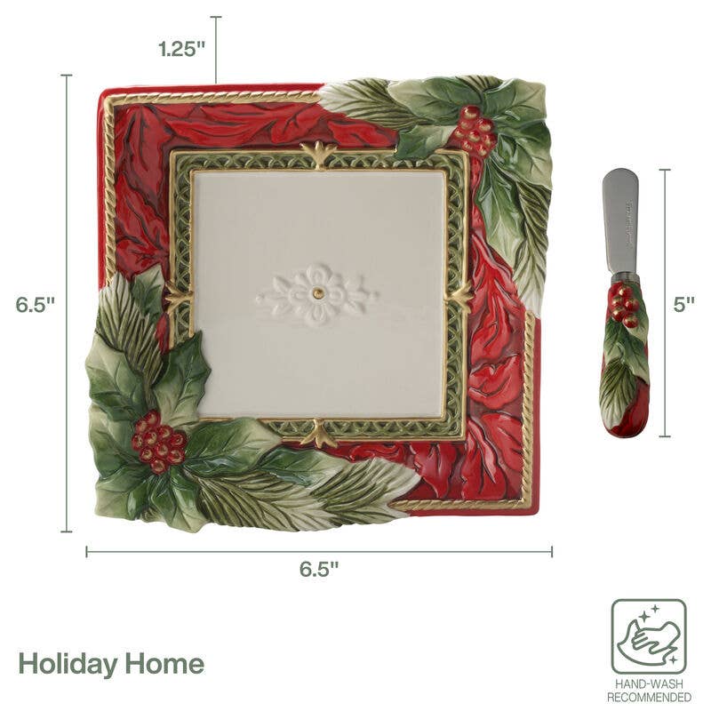 Fitz & Floyd Hldy Hme Snack Tray Spreader Giftbox