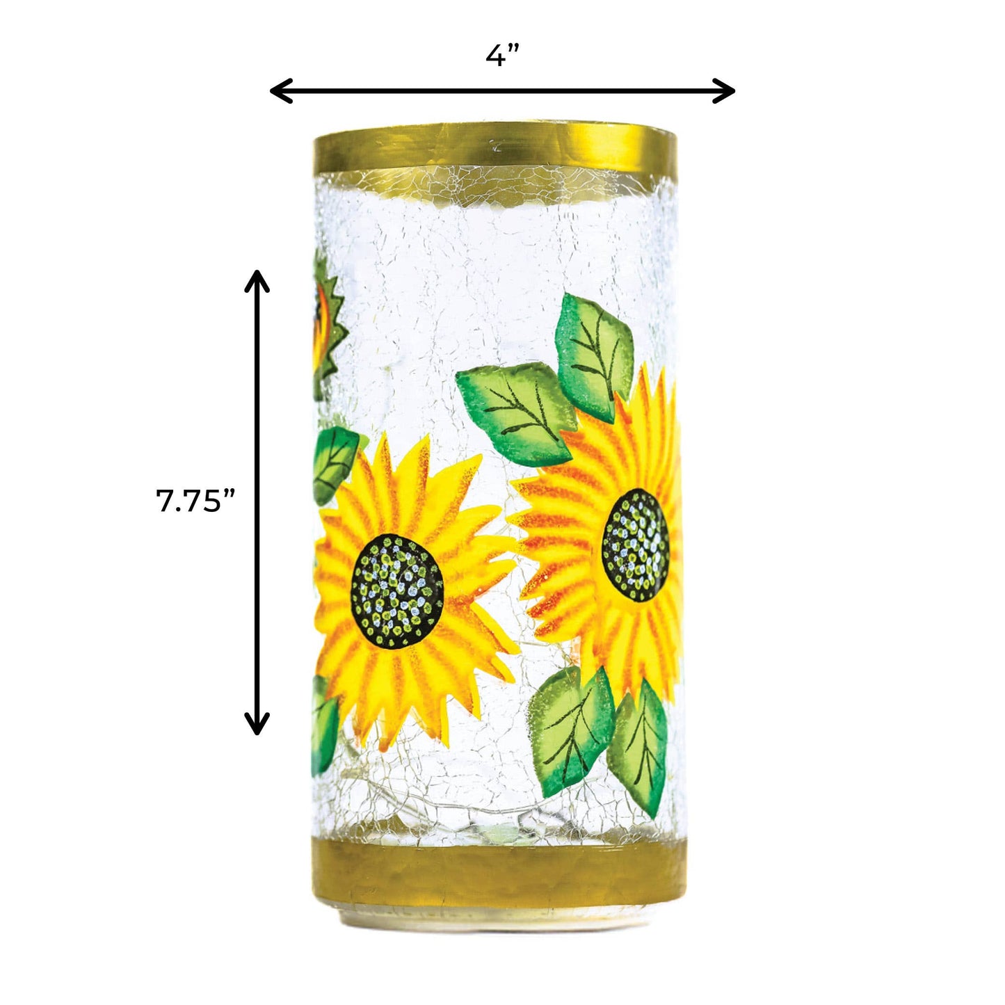 A Cheerful Giver - Sunflower Glass Pillar with LED String Lights