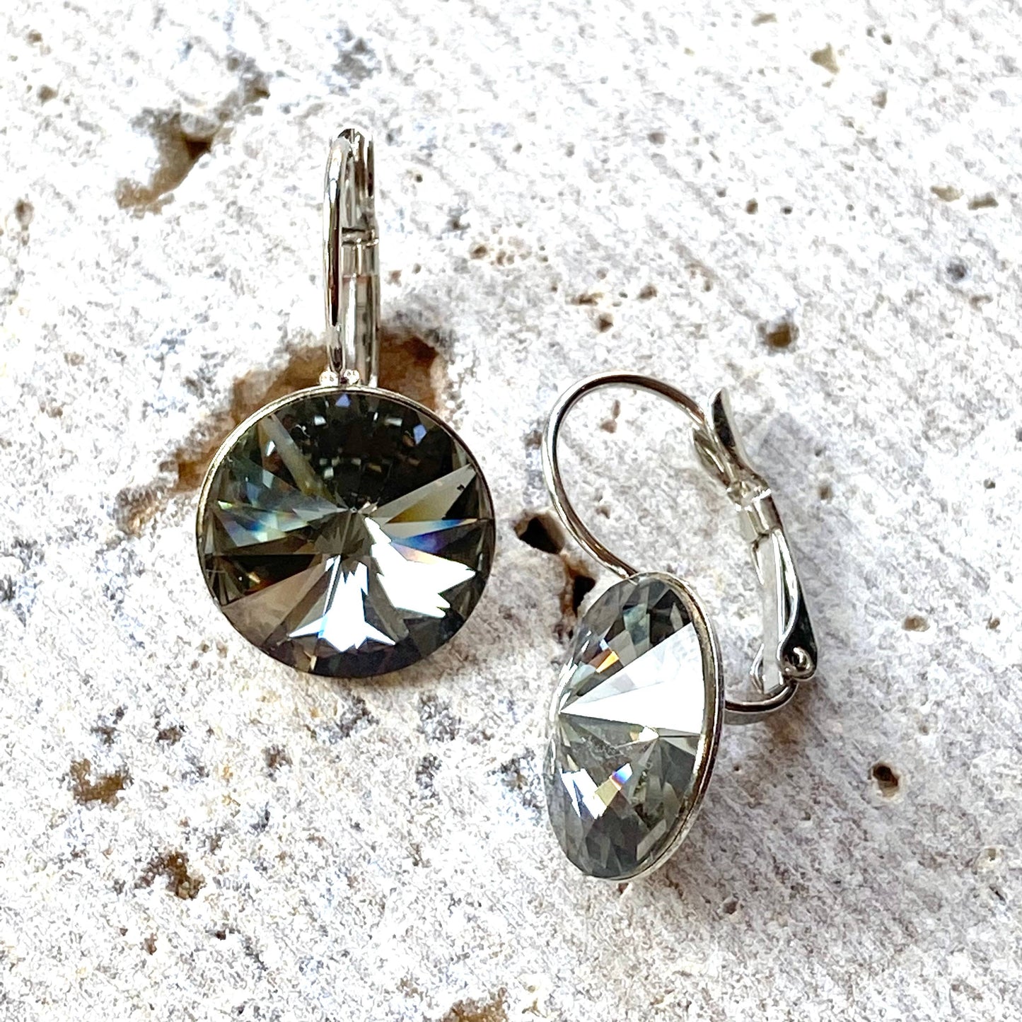 Black diamond Swarovski earrings