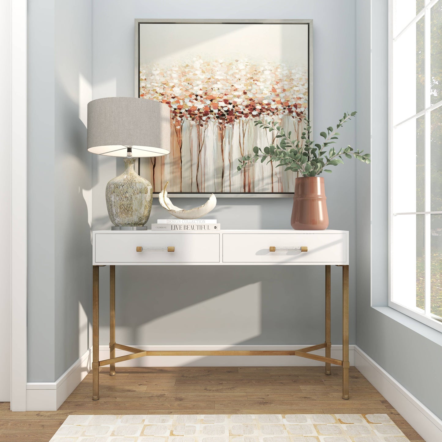 UMA Home Decor - Glam or Traditional Decorative Bowl - White, Gold