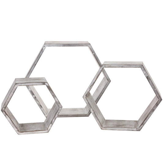 White Hexagon Nesting Shelves Set of 3