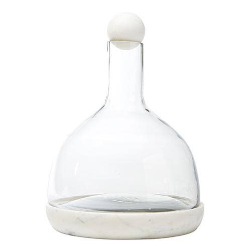 White Marble and Glass Wine Carafe