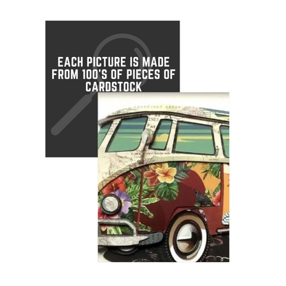 3D Collage Art | Vintage Volkswagon (24"x16")