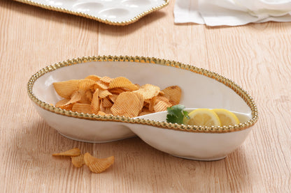 2 Section Serving Pc Gold Trim