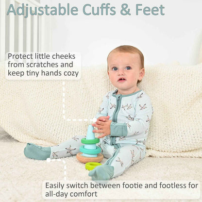 LollyBanks - Bamboo Baby Convertible Zipper Pajamas - Mallard Duck