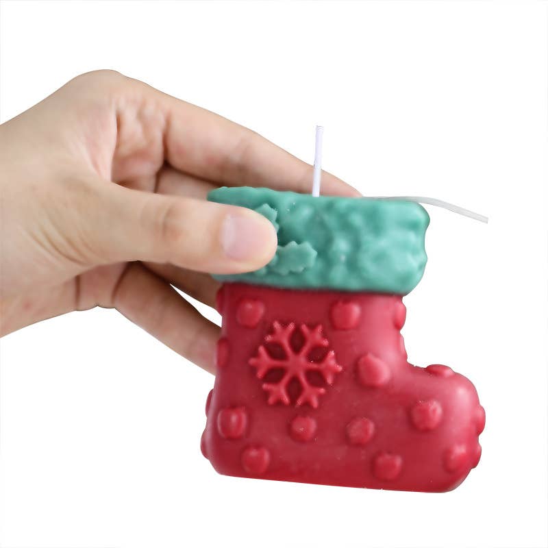 Velas Meta - Vela perfumada decorativa hecha a mano con forma de calcetín navideño