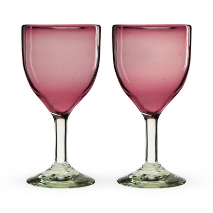 Rosado Recycled Glass Stemmed Wine Glasses Set of 2