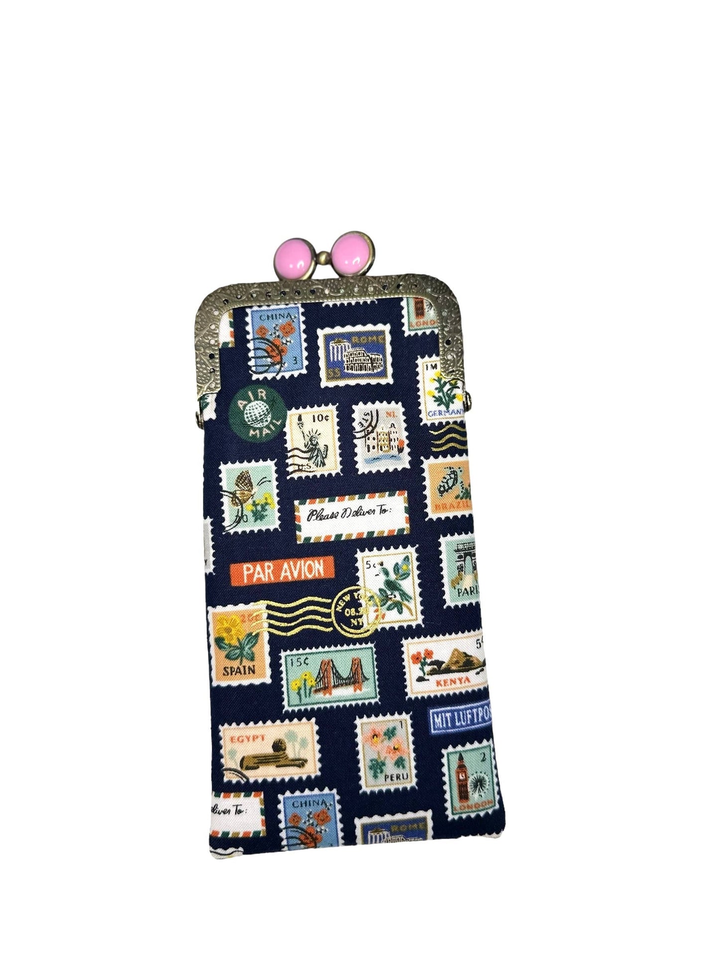 Eyeglass Case - Travel Stamps