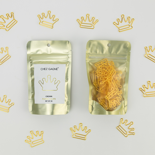 Corona - Clips de papel chapados en oro únicos - Paquete de 25