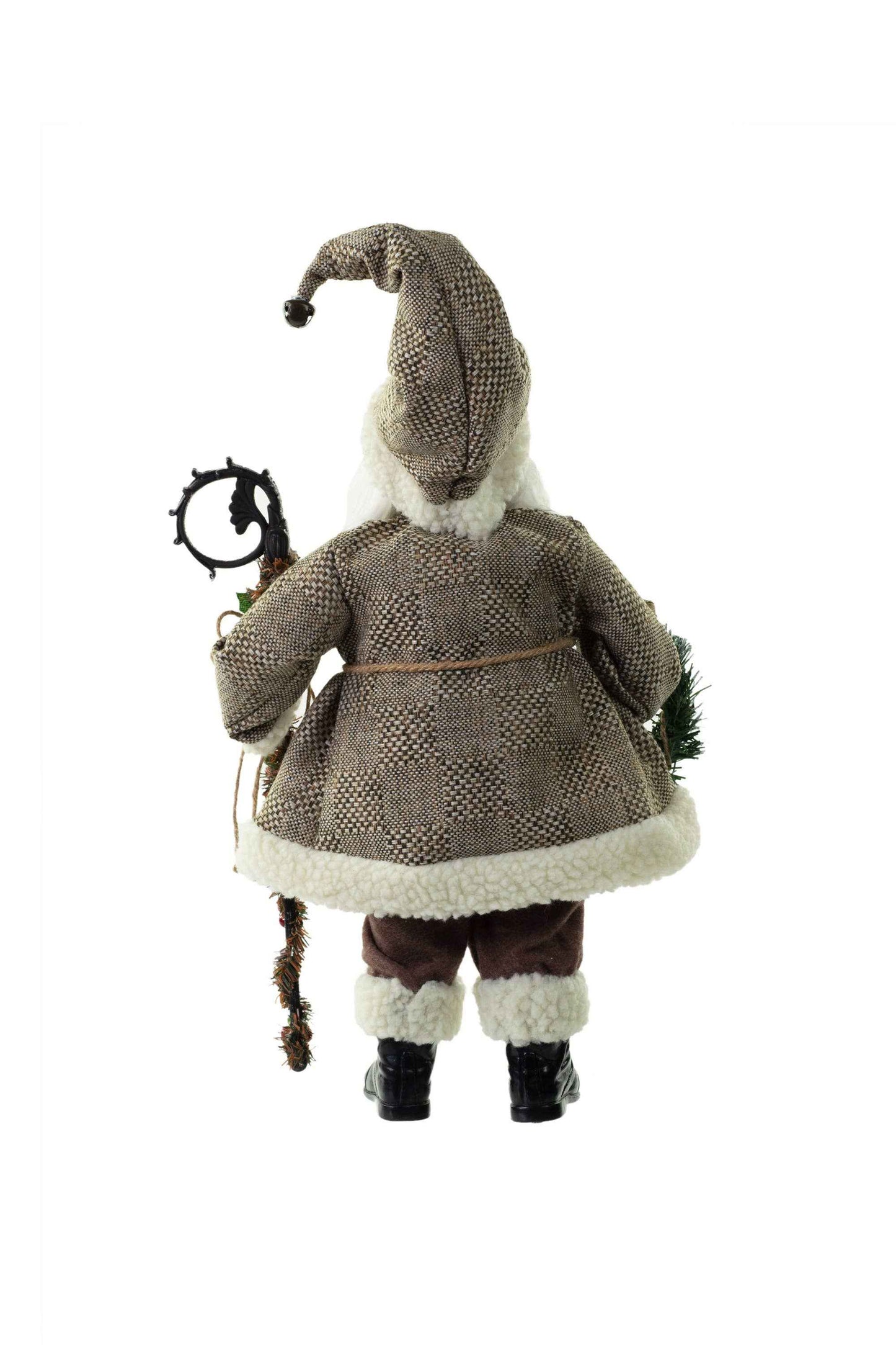 Brown/White Rustic Santa Figurine with Staff